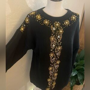 Vintage 80’s Embellished Sweater by Victoria Harbour Sz L